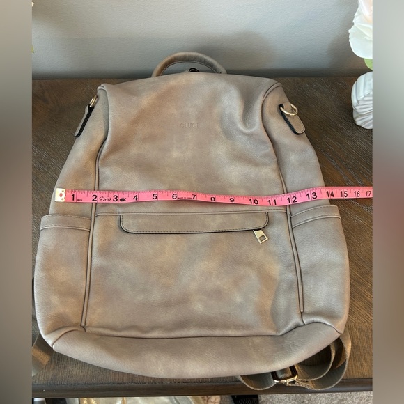 Cluci Women's taupe leather fashion anti-theft Backpack - Picture 5 of 8